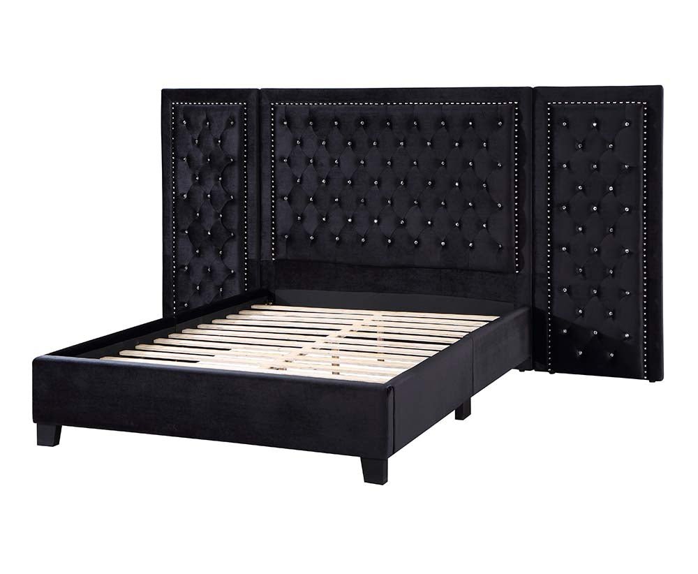 Damazy Queen Bed BD00975Q Black Velvet | Acme - BD00975Q - Home Elegance USA - 2