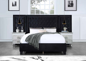 Damazy Queen Bed BD00975Q Black Velvet | Acme | Home Elegance USA