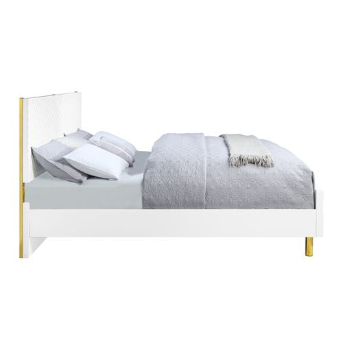 Acme - Gaines EK Bed BD01033EK White High Gloss Finish