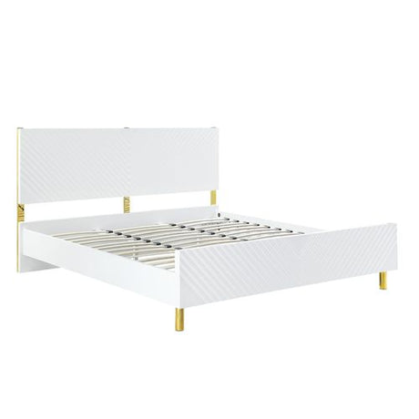 Acme - Gaines EK Bed BD01033EK White High Gloss Finish