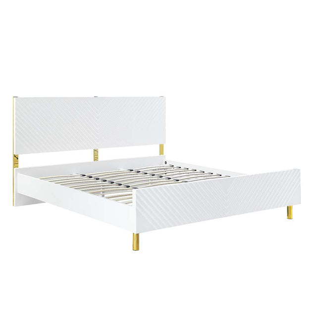 Acme - Gaines Queen Bed BD01034Q White High Gloss Finish