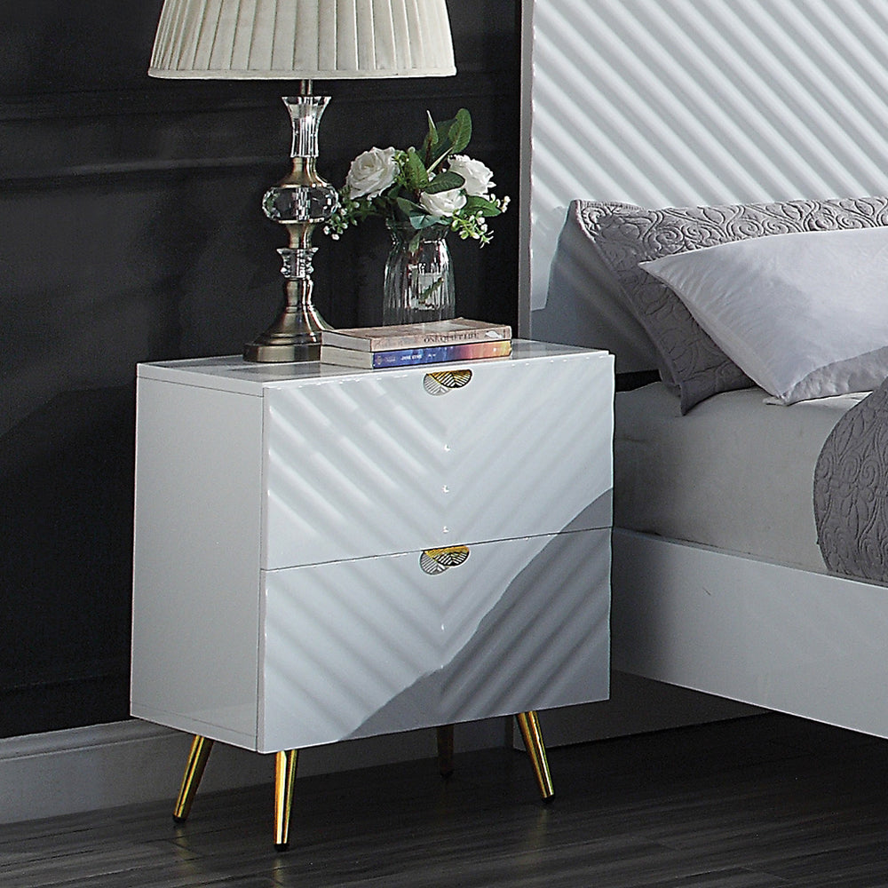 Acme - Gaines Nightstand BD01035 White High Gloss Finish