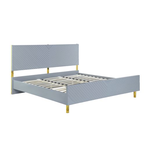 Acme - Gaines EK Bed BD01039EK Gray High Gloss Finish