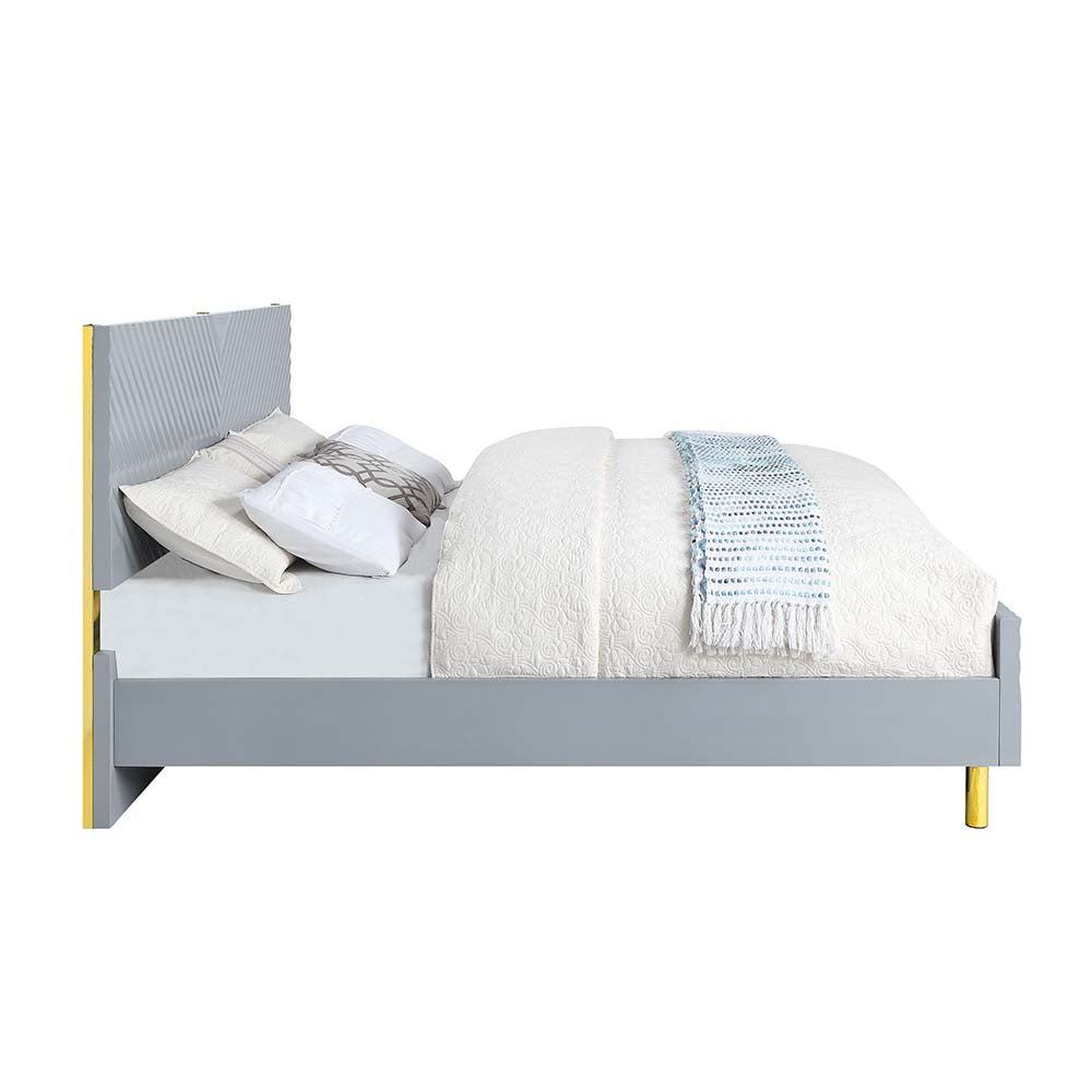 Acme - Gaines Queen Bed BD01040Q Gray High Gloss Finish