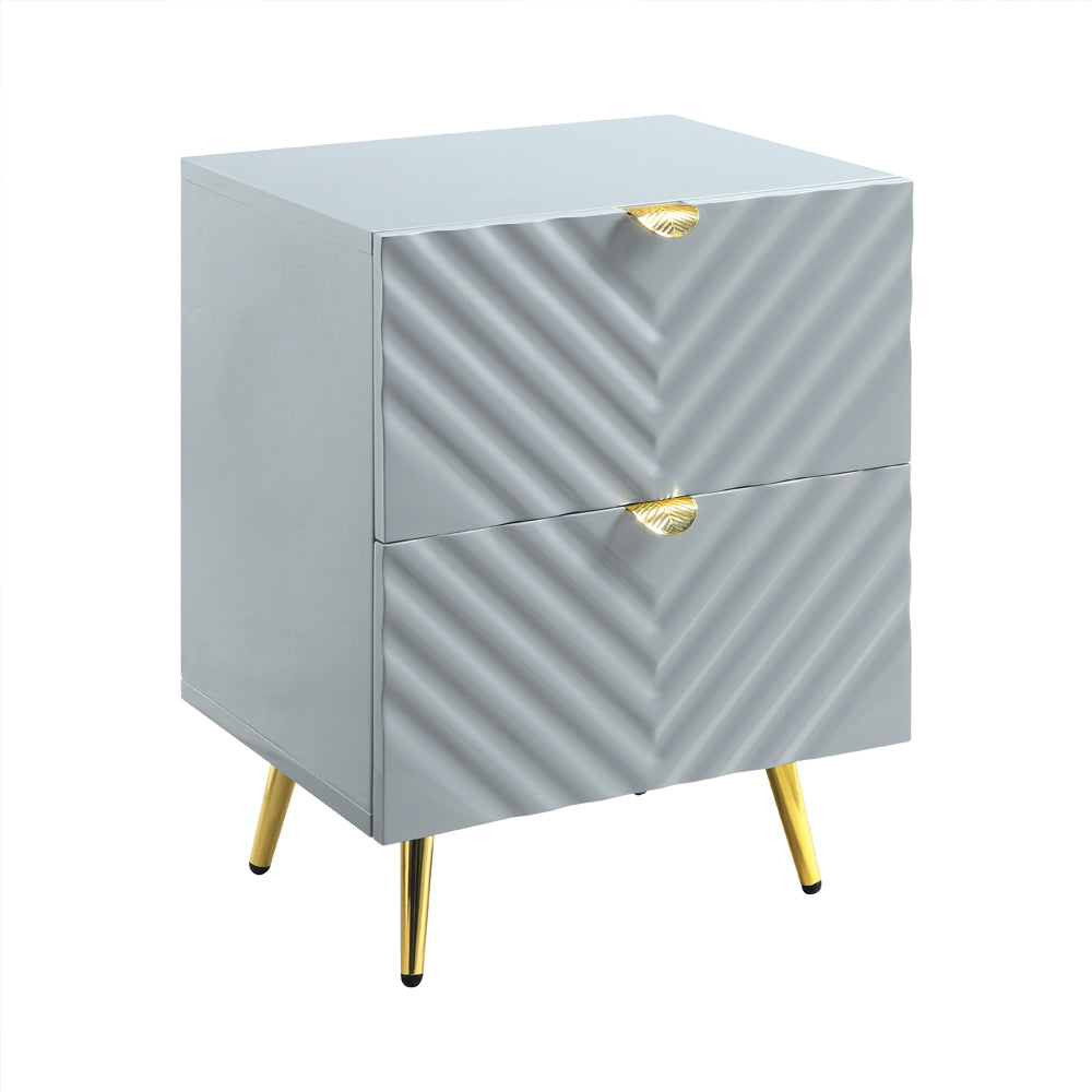 Acme - Gaines Nightstand BD01041 Gray High Gloss Finish