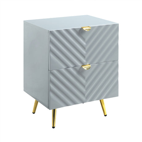 Acme - Gaines Nightstand BD01041 Gray High Gloss Finish