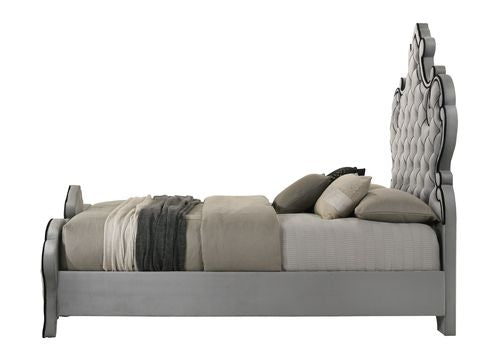 Acme - Perine EK Bed BD01061EK Gray Velvet