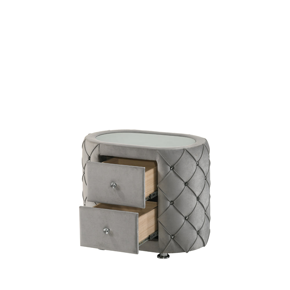 Acme - Perine Nightstand BD01063 Gray Velvet