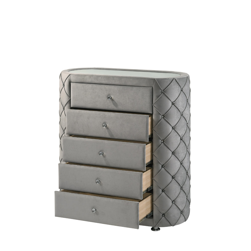 Acme - Perine Chest BD01066 Gray Velvet