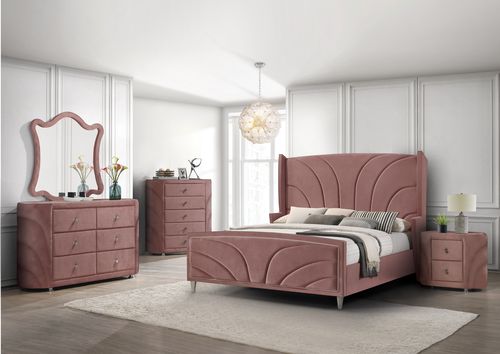 Acme - Salonia EK Bed BD01182EK Pink Velvet