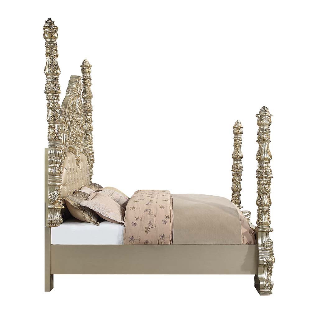 Danae EK Bed BD01234EK Synthetic Leather , Champagne & Gold Finish | Acme - BD01234EK - Home Elegance USA - 3