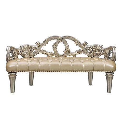 Danae Bench BD01239 Champagne Synthetic Leather & Gold Finish | Acme - BD01239 - Home Elegance USA - 3