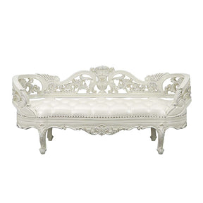 Adara Bench BD01253 Pearl White Synthetic Leather & Antique White Finish | Acme | Home Elegance USA