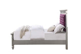 Acme - Varian Twin Bed BD01279T Burgundy Velvet, Silver & Mirrored Finish