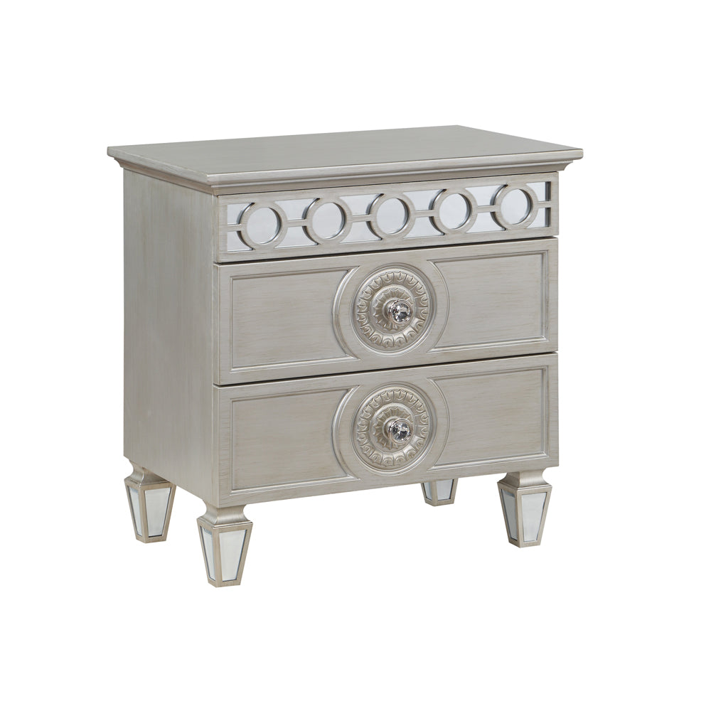 Acme - Varian Nightstand BD01280 Silver & Mirrored Finish