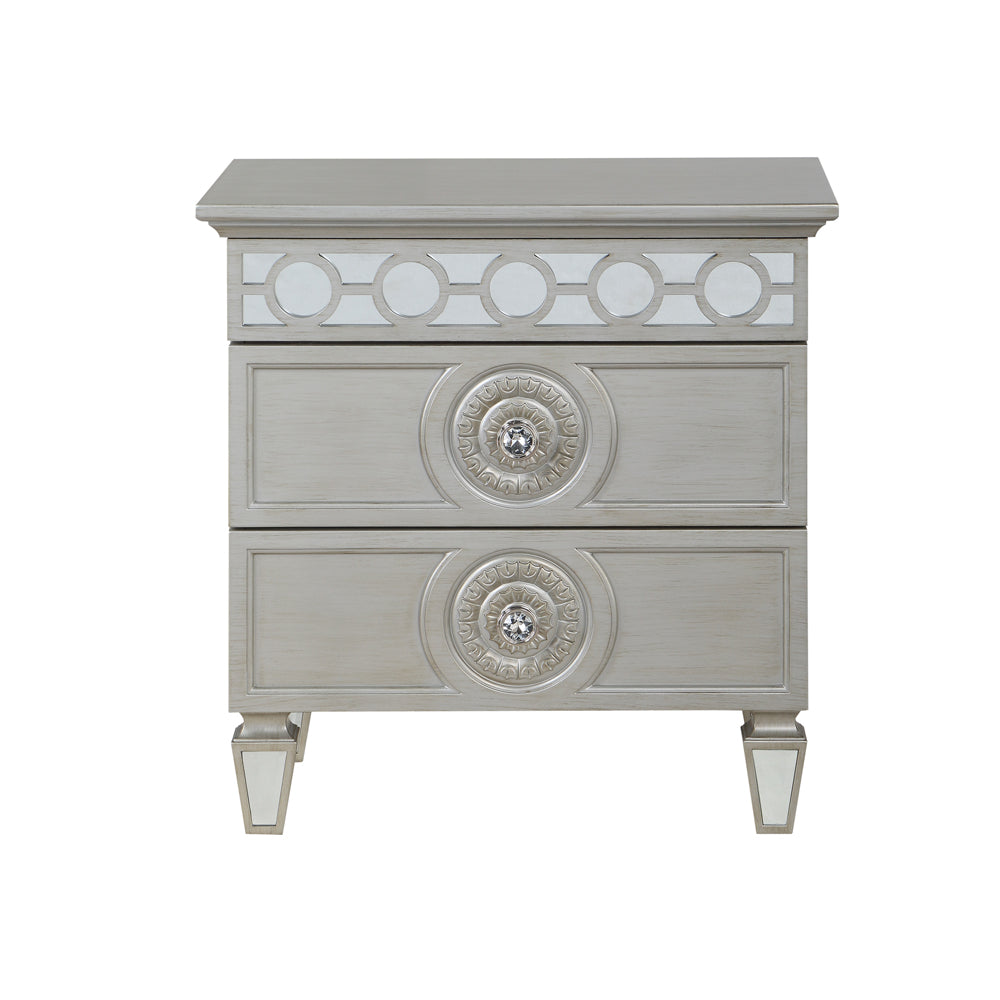 Acme - Varian Nightstand BD01280 Silver & Mirrored Finish