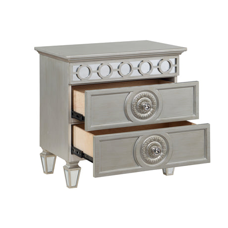 Acme - Varian Nightstand BD01280 Silver & Mirrored Finish