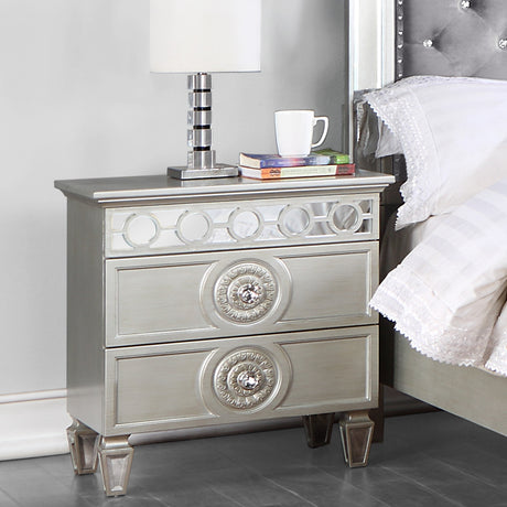 Acme - Varian Nightstand BD01280 Silver & Mirrored Finish
