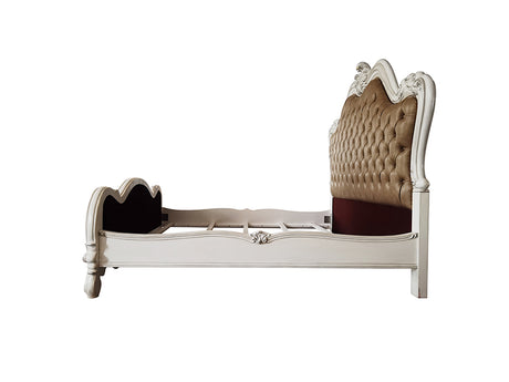 Acme - Versailles II CK Bed BD01321CK Vintage Gray Vintage Gray Synthetic Leather & Bone White Finish