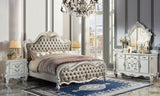 Acme - Versailles II Queen Bed BD01323Q Vintage Gray Synthetic Leather & Bone White Finish