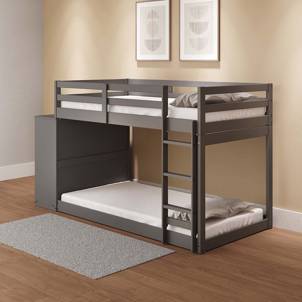 Acme - Gaston Twin/Twin Bunk Bed W/4 Drawers & 3 Compartments BD01372 Gray Finish