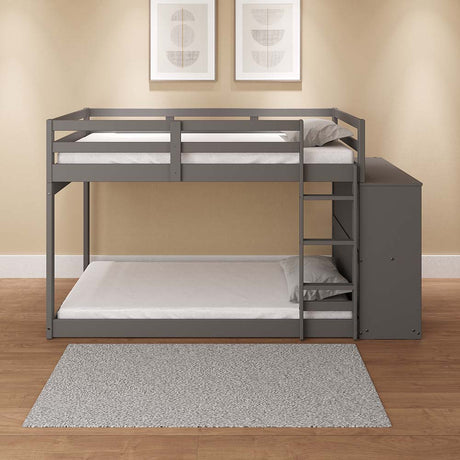 Acme - Gaston Twin/Twin Bunk Bed W/4 Drawers & 3 Compartments BD01372 Gray Finish