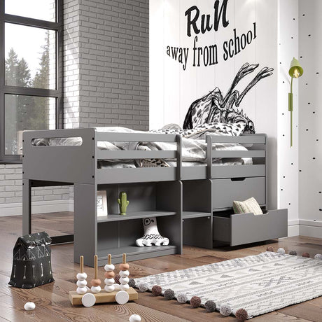 Acme - Fabiana Twin Loft Bed W/Storage BD01375 Gray Finish