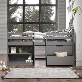 Acme - Fabiana Twin Loft Bed W/Storage BD01375 Gray Finish