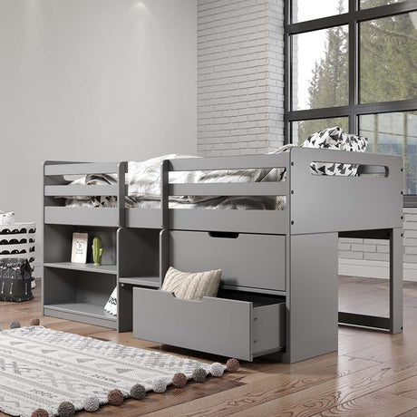 Acme - Fabiana Twin Loft Bed W/Storage BD01375 Gray Finish