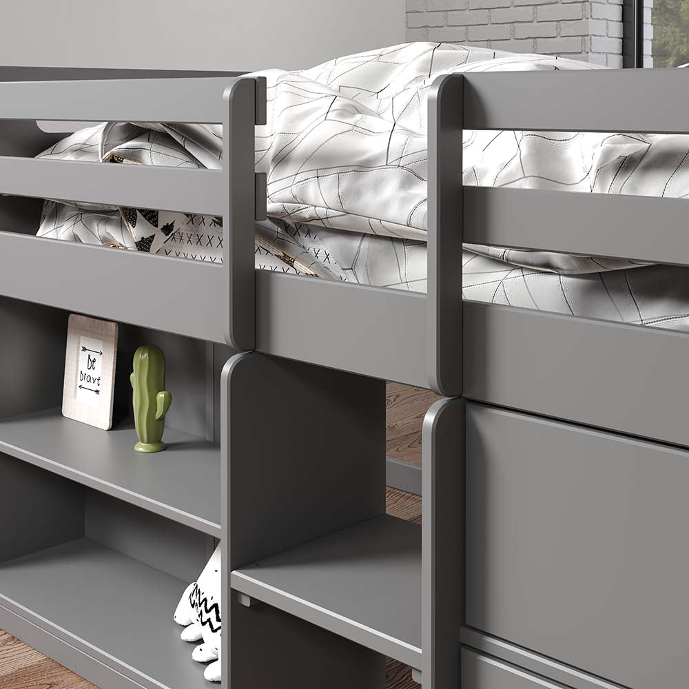Acme - Fabiana Twin Loft Bed W/Storage BD01375 Gray Finish