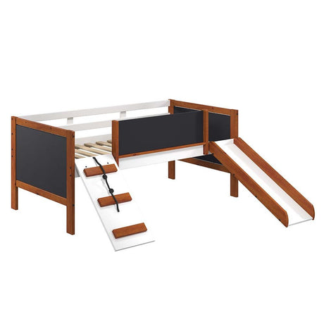 Aurea Twin Loft Bed W/Slide BD01409 Cherry Oak & White Finish | Acme - BD01409 - Home Elegance USA - 3