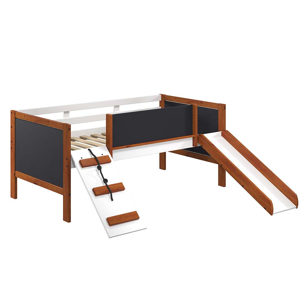 Acme - Aurea Twin Loft Bed W/Slide BD01409 Cherry Oak & White Finish