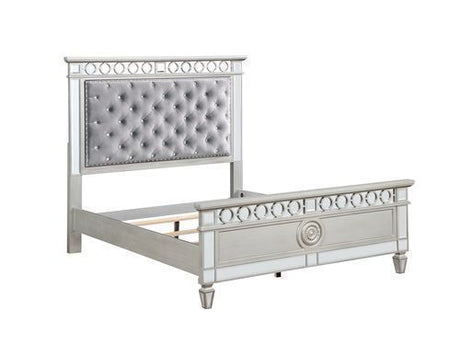 Acme - Varian Full Bed BD01411F Gray Velvet, Silver & Mirrored Finish