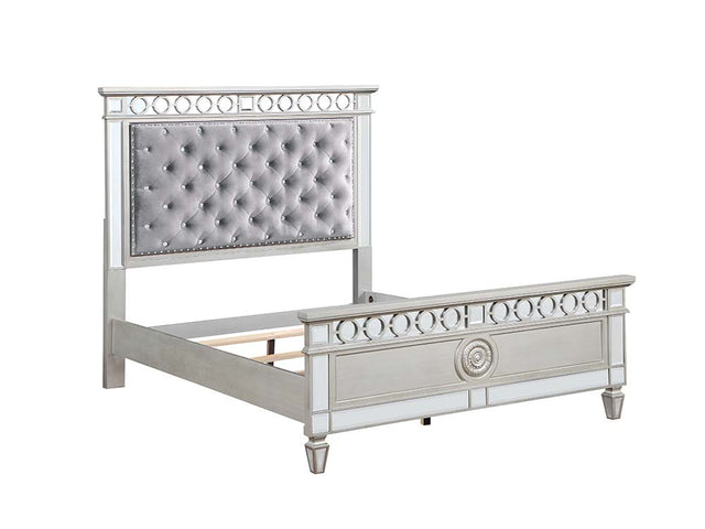 Acme - Varian Twin Bed BD01412T Gray Velvet, Silver & Mirrored Finish