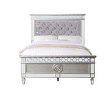 Acme - Varian Twin Bed BD01412T Gray Velvet, Silver & Mirrored Finish