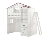 Acme - Tree House Twin Loft Bed BD01415 Pink & White Finish