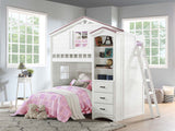 Acme - Tree House Twin Loft Bed BD01415 Pink & White Finish