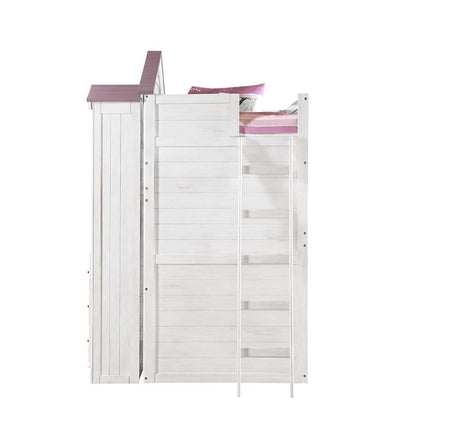 Acme - Tree House Twin Loft Bed BD01415 Pink & White Finish