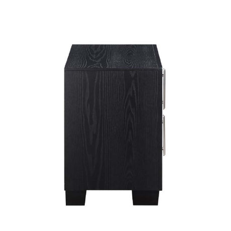 Acme - Nicola Nightstand BD01428 Silver Synthetic Leather & Black Finish