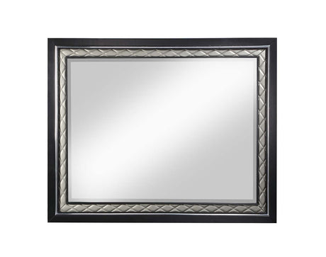 Acme - Nicola Mirror BD01429 Silver Synthetic Leather & Black Finish