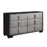 Acme - Nicola Dresser BD01430 Silver Synthetic Leather & Black Finish