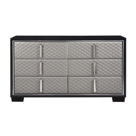 Acme - Nicola Dresser BD01430 Silver Synthetic Leather & Black Finish