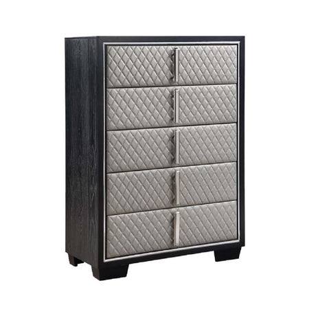 Acme - Nicola Chest BD01431 Silver Synthetic Leather & Black Finish