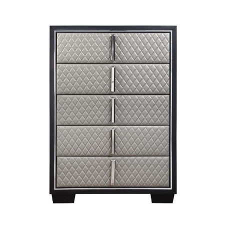 Acme - Nicola Chest BD01431 Silver Synthetic Leather & Black Finish