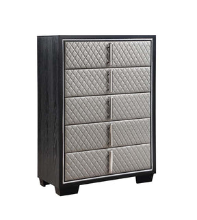Acme - Nicola Chest BD01431 Silver Synthetic Leather & Black Finish