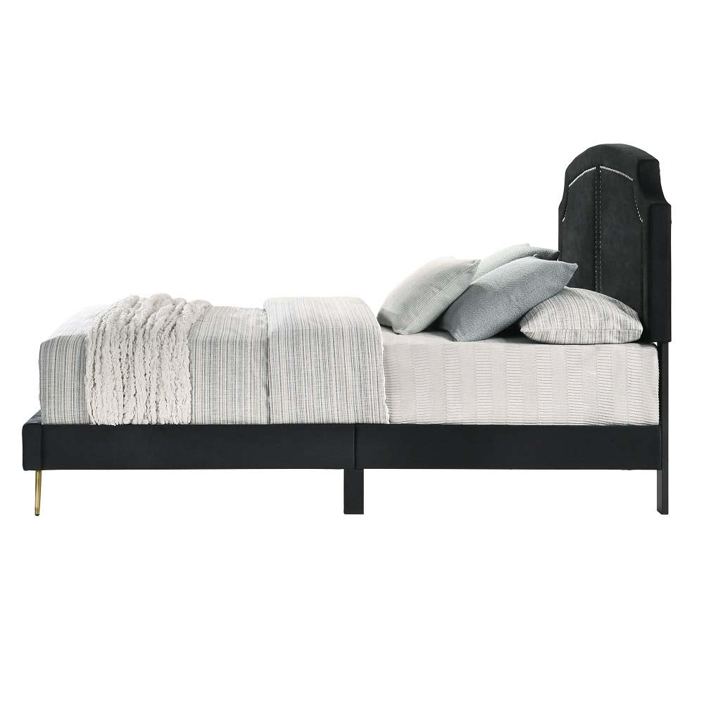 Acme - Zeena Full Bed BD01461F Black Velvet