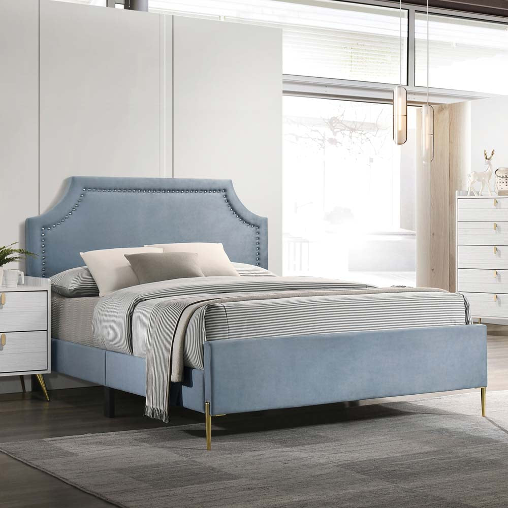 Acme - Milla Full Bed BD01462F Light Blue Velvet