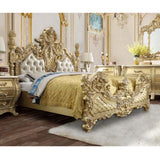 Acme - Cabriole EK Bed BD01463EK Light Gold Synthetic Leather & Gold Finish