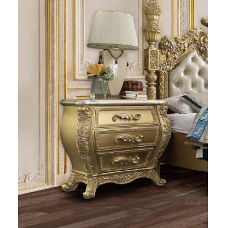 Acme - Cabriole Nightstand BD01464 Gold Finish