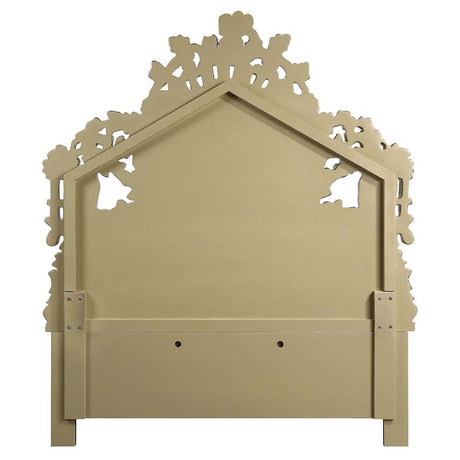 Bernadette EK Bed BD01474EK White Synthetic Leather Fabric & Gold Finish | Acme | Home Elegance USA